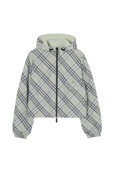 Cropped Reversible Check Jacket