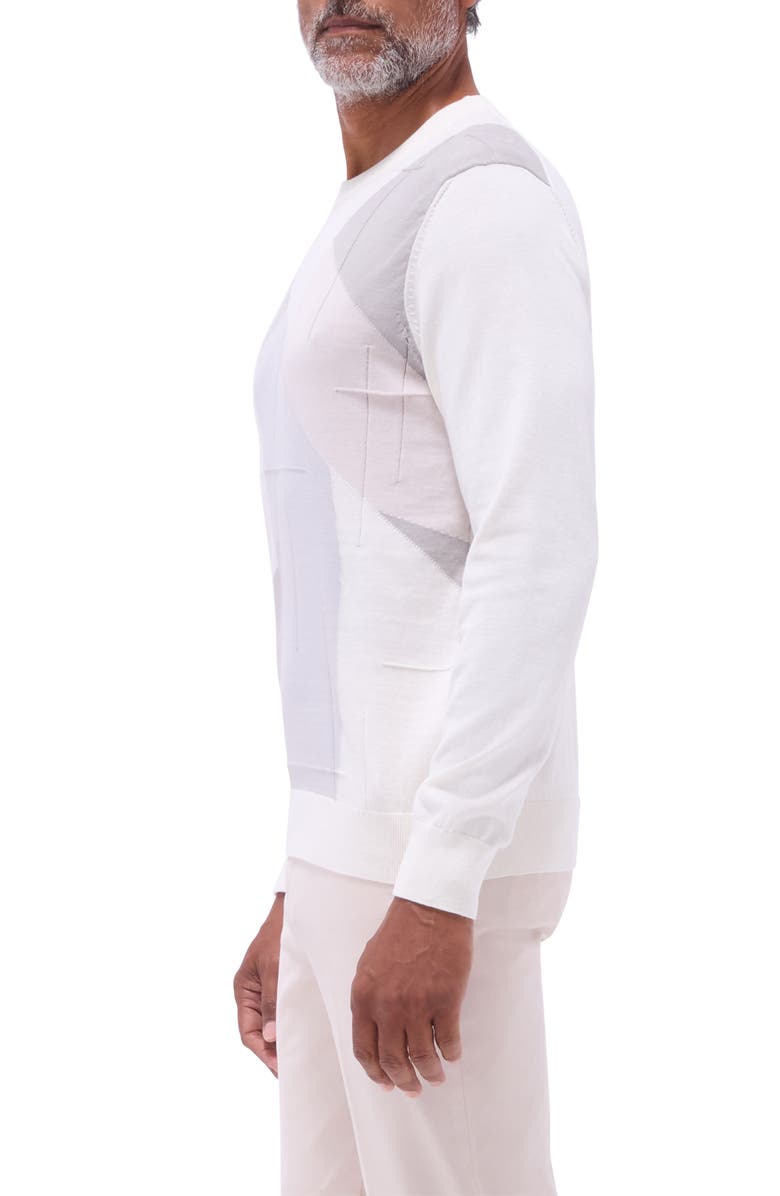 Bugatchi Abstract Cotton & Silk Crewneck Sweater, Alternate, color, Chalk