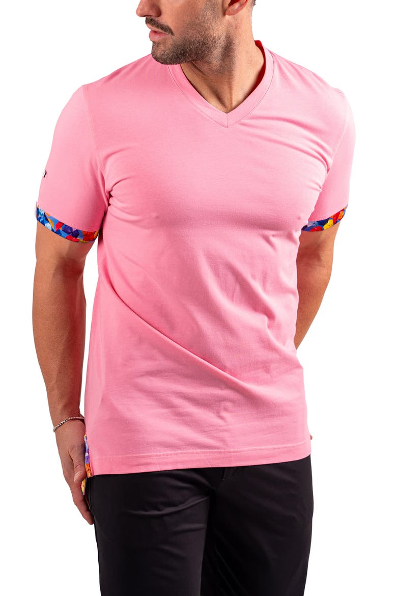 Vivaldi Light Pink V-Neck Cotton T-Shirt, Alternate, color, PINK