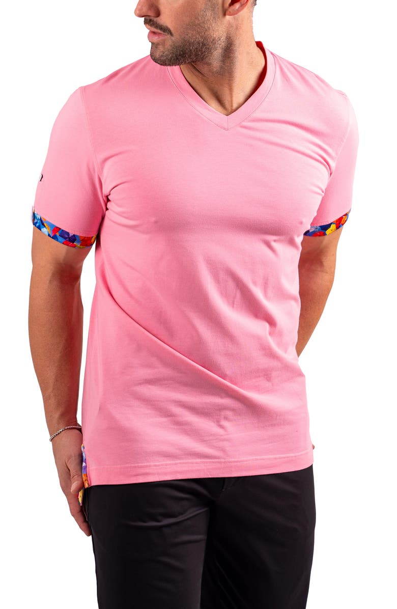 Maceoo Vivaldi Light Pink V-Neck Cotton T-Shirt, Alternate, color, Pink