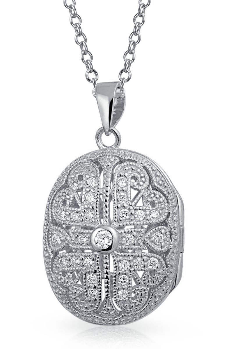 BLING JEWELRY Vintage Oval Heart Pendant Necklace, Main, color, 