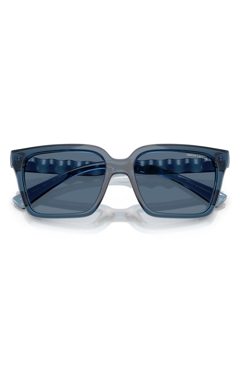 AX Armani Exchange 56mm Square Sunglasses, Alternate, color, Shiny Blue / Dark Blue
