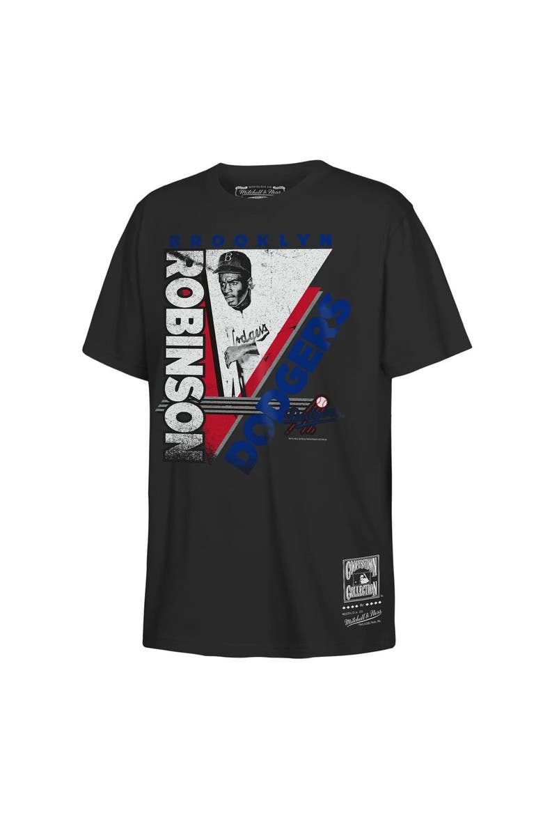 Youth Mitchell & Ness Jackie Robinson Black Brooklyn Dodgers In the Zone Player Graphic T-Shirt, Main, color, Black