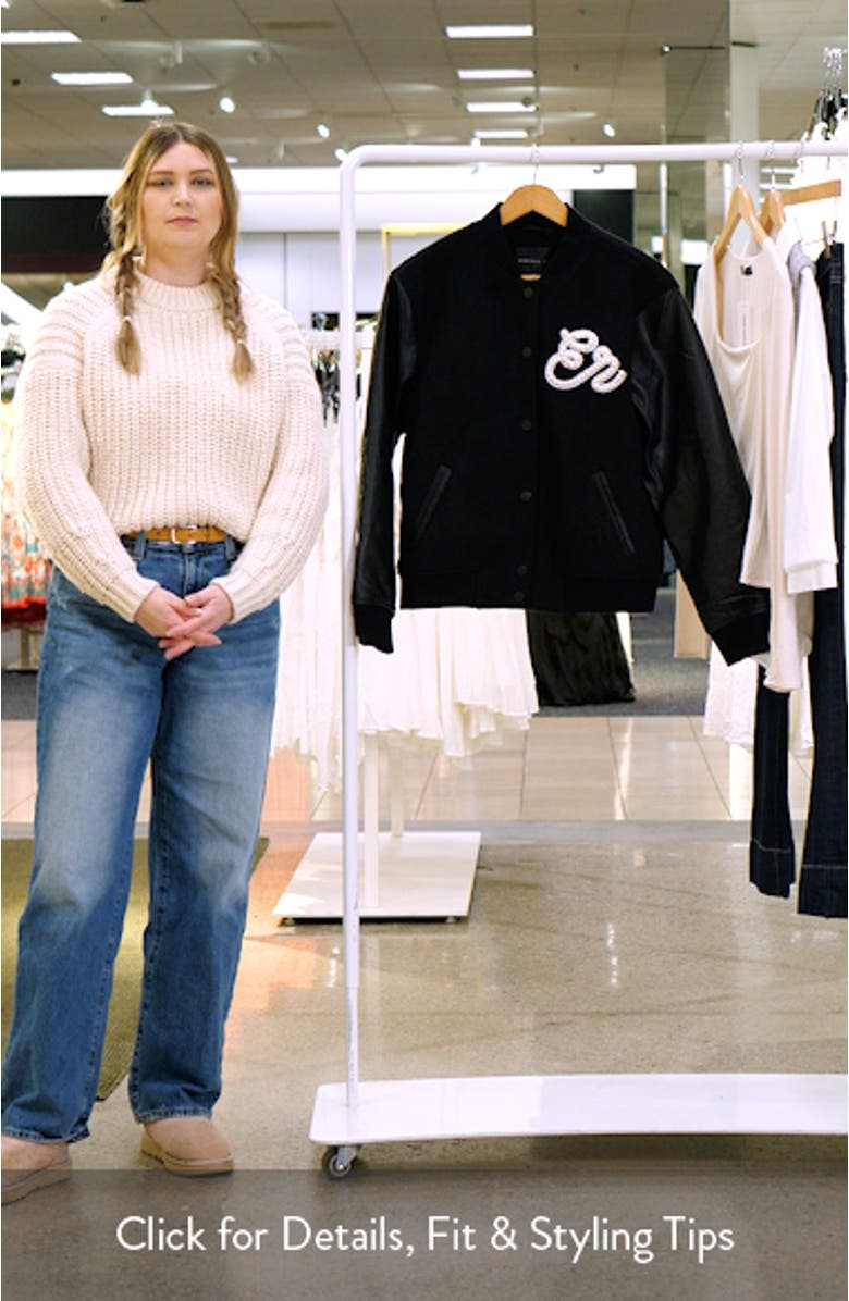 Imitation Pearl Detail Bomber Jacket, sales video thumbnail