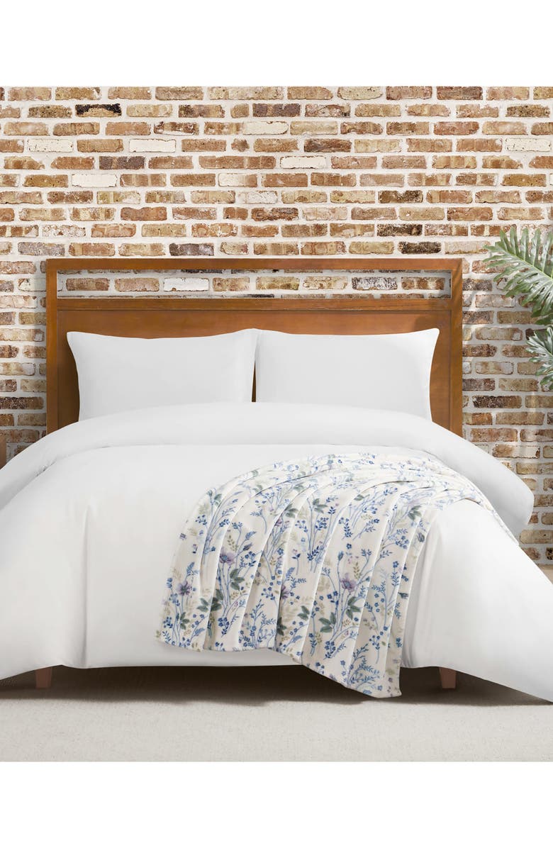 Lucky Brand Wildflower Faux Shearling Throw Blanket, Alternate, color, Purple Floral