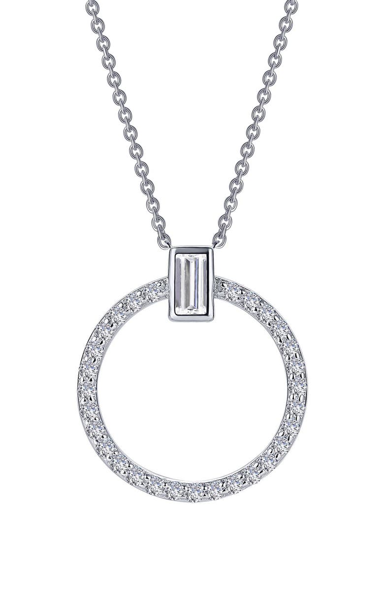 Lafonn Simulated Diamond Open Circle Pendant Necklace, Main, color, 