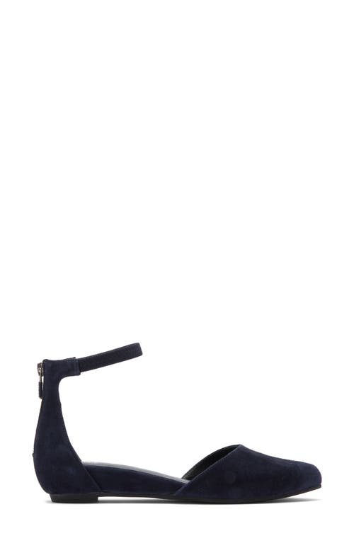 Eileen Fisher Ingle Ankle Strap Flat In Midnight Suede