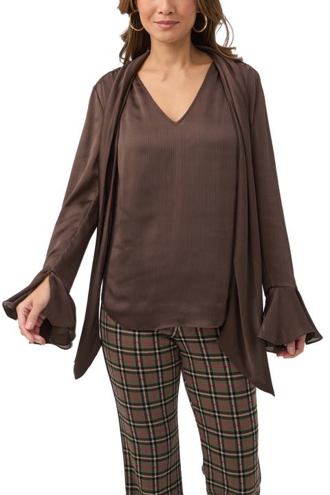 Alora Crinkle Georgette Tie Neck Top