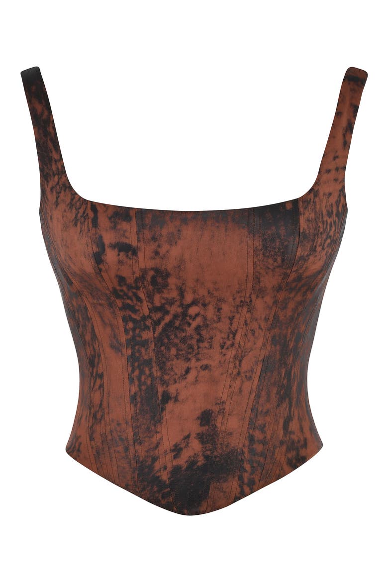 Rafa Satin Longline Corset Top, Alternate, color, RUST