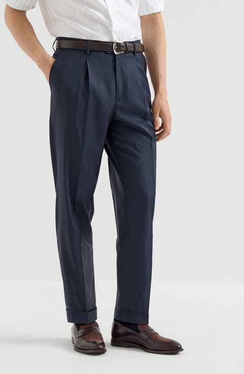 Super 150s virgin wool four season batavia trousers with pleat