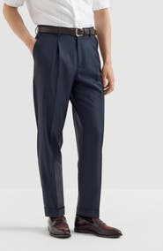 Brunello Cucinelli Super 150s virgin wool four season batavia trousers with pleat