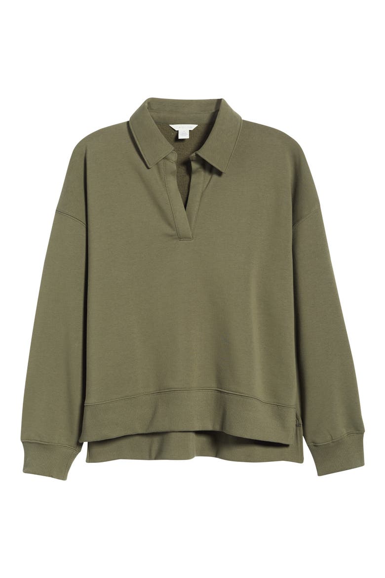Johnny Collar Sweatshirt, Alternate, color, OLIVE SARMA