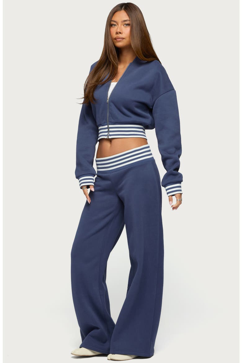 Eloura Stripe Waist Low Rise Sweatpants, Alternate, color, NAVY