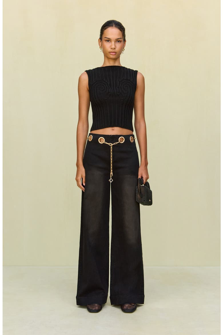 Sydney Belted Grommet Wide Leg Pants, Alternate, color, RINSE WASH