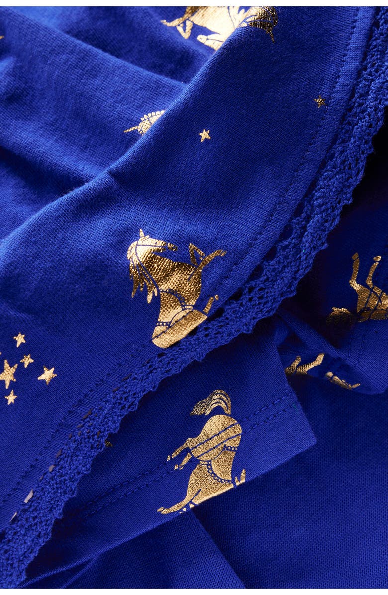 Mini Boden Kids' Printed Lace Trim Tiered Skort, Alternate, color, Sapphire Blue Horses