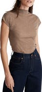 Madewell Sheer Ribbed Mock Neck T-Shirt