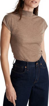Madewell Sheer Ribbed Mock Neck T-Shirt
