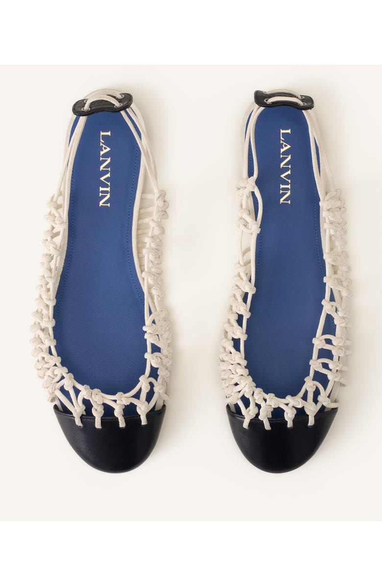 Lanvin Knitline Slingback Ballerina In Leather, Alternate, color, White/Black
