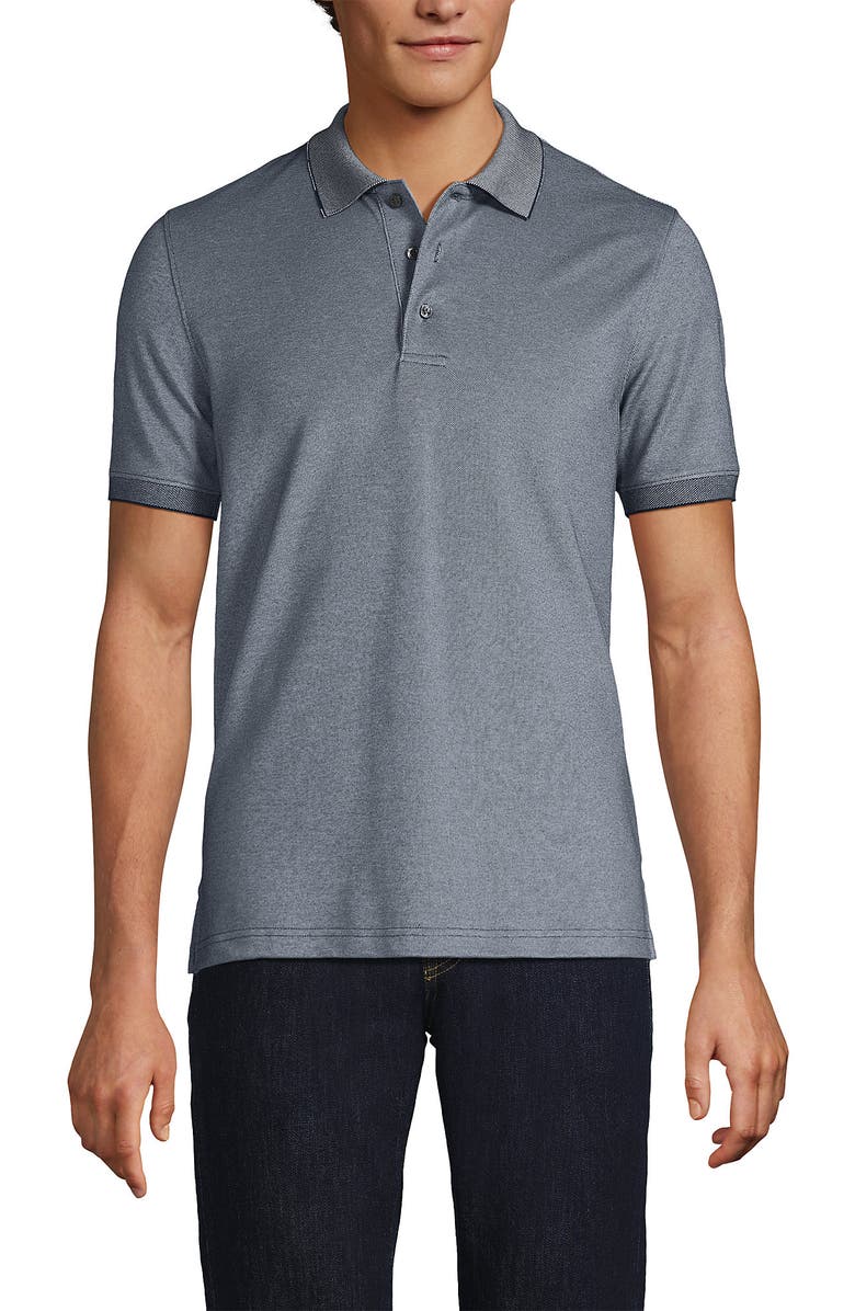 Lands' End Short Sleeve Travel Kit Polo, Main, color, Steel Gray Birdseye