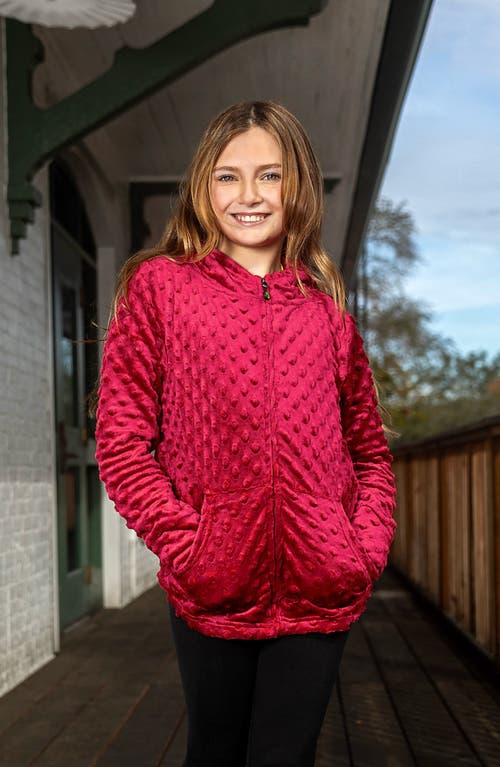Limeapple Minky Bubble Zip Hoodie In Red