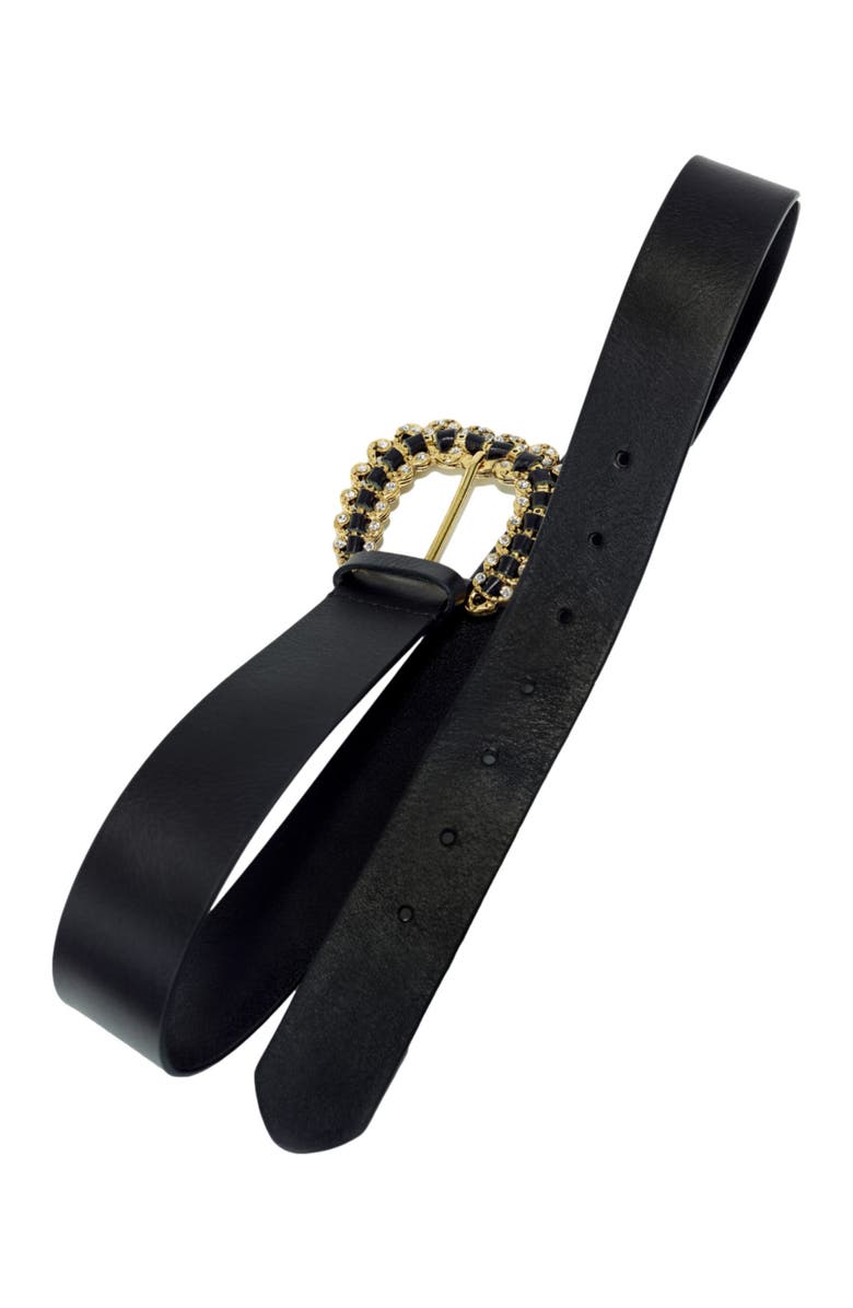 maje Belt with diamanté buckle, Alternate, color, 