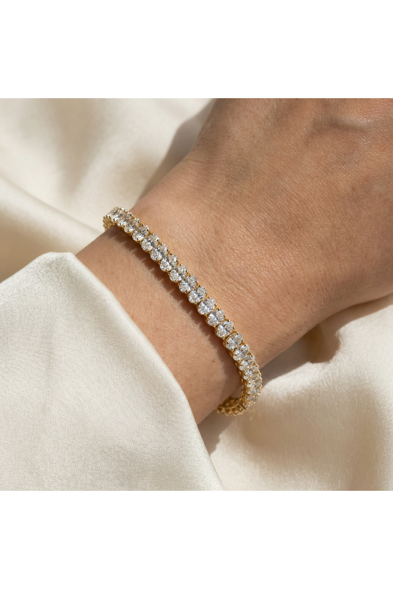 10Ct Oval Diamond Tennis Bracelet 14k Gold 7" Lab Grown, Alternate, color, 14k Yellow Gold