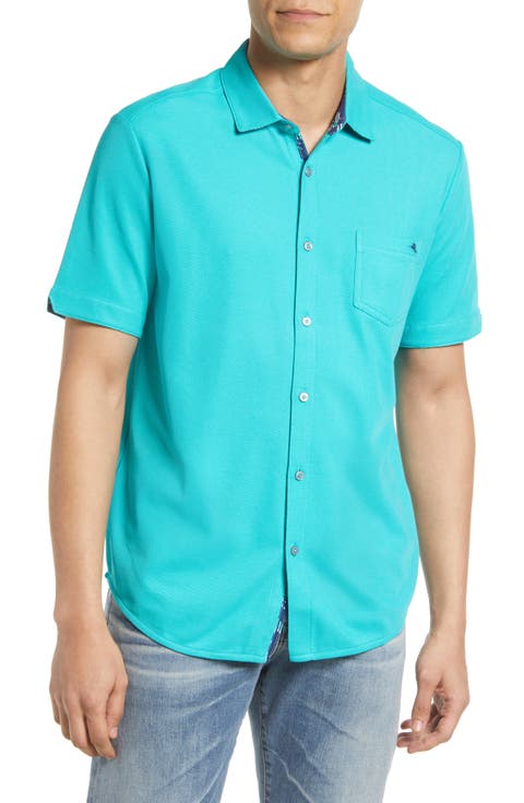 Men's Hibiscus Mirage Regular Fit Short Sleeve Button-Up Shirt