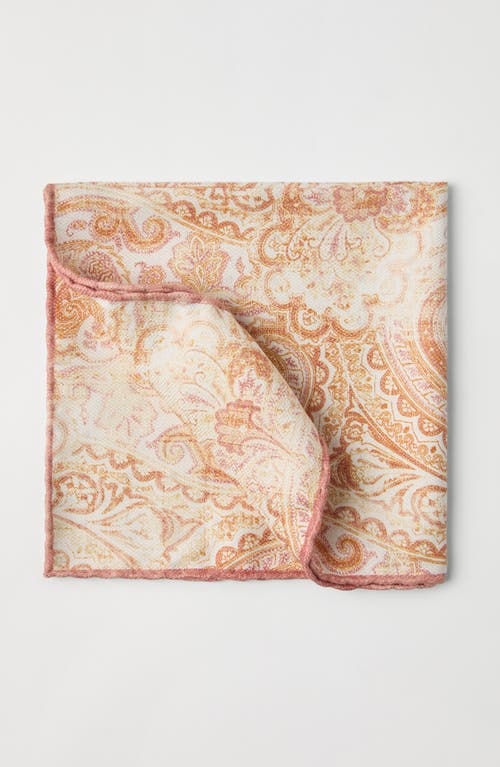 Brunello Cucinelli Double-faced Silk Paisley Pocket Square In Butter