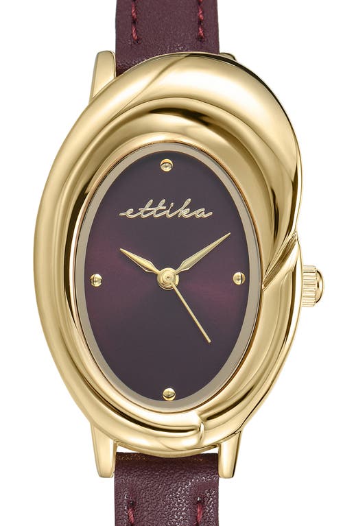 Ettika Bubble Dome Leather Strap Watch In Gold