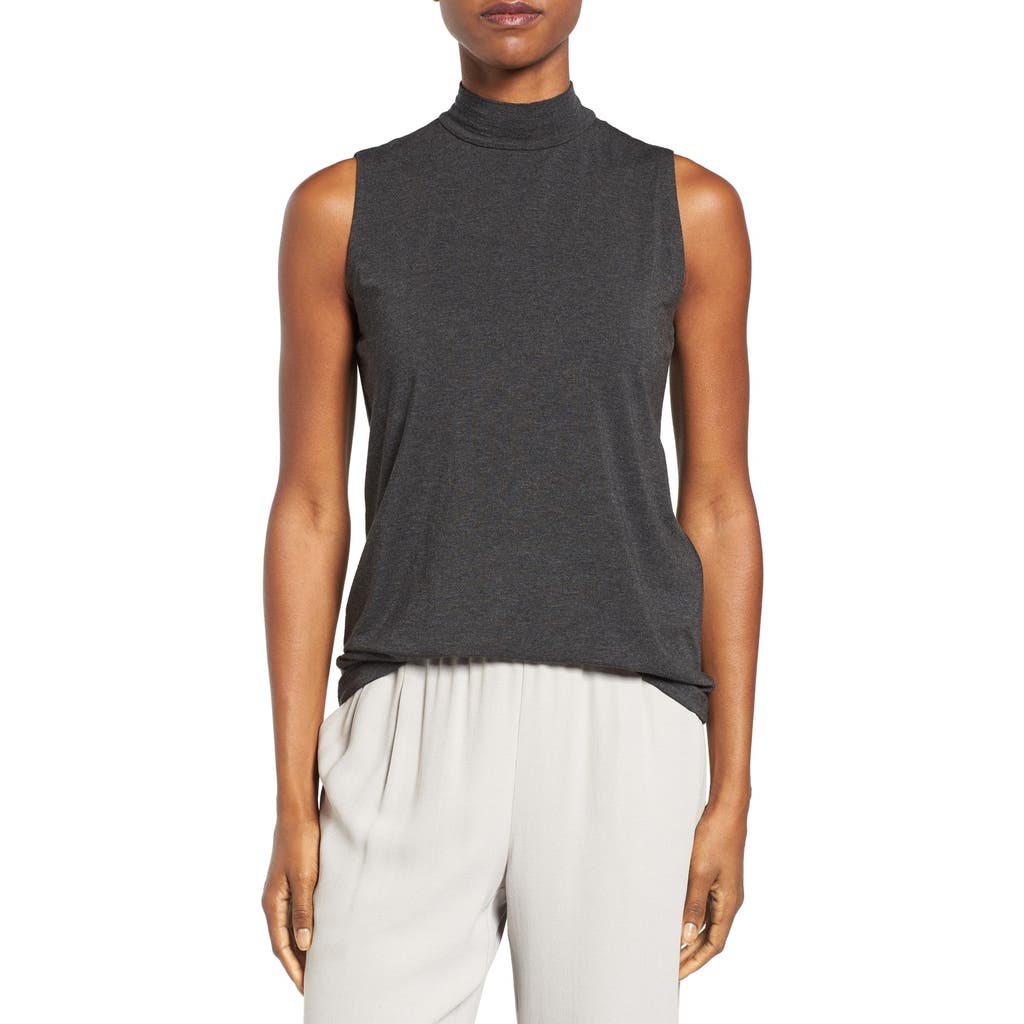 Eileen Fisher Lightweight Tencel® Lyocell Stretch Jersey Top In Gray