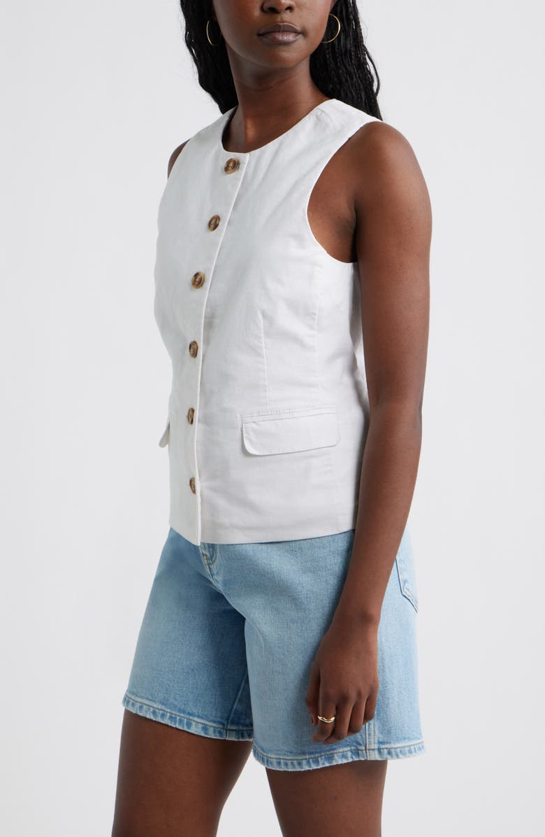 Caslon<sup>®</sup> Front Button Vest, Alternate, color, White