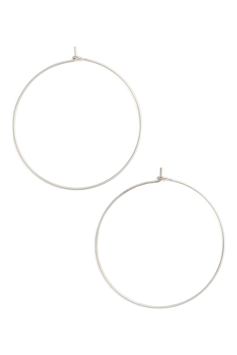 Large Pure Hoop Earrings, Main, color, SILVER