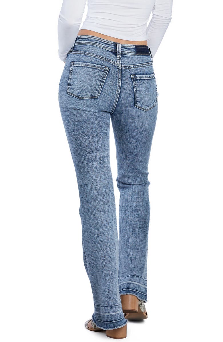 HINT OF BLU Release Hem Slim Flare Jeans, Alternate, color, World Traveler Blue