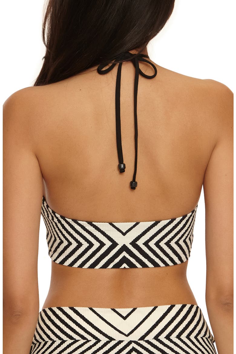 Net Stripe Rib Bikini Top, Alternate, color, BLACK/ VANILLA