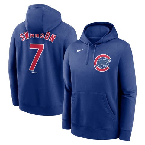 Men's Nike Dansby Swanson Royal Chicago Cubs Player Name & Number Club Pullover Hoodie