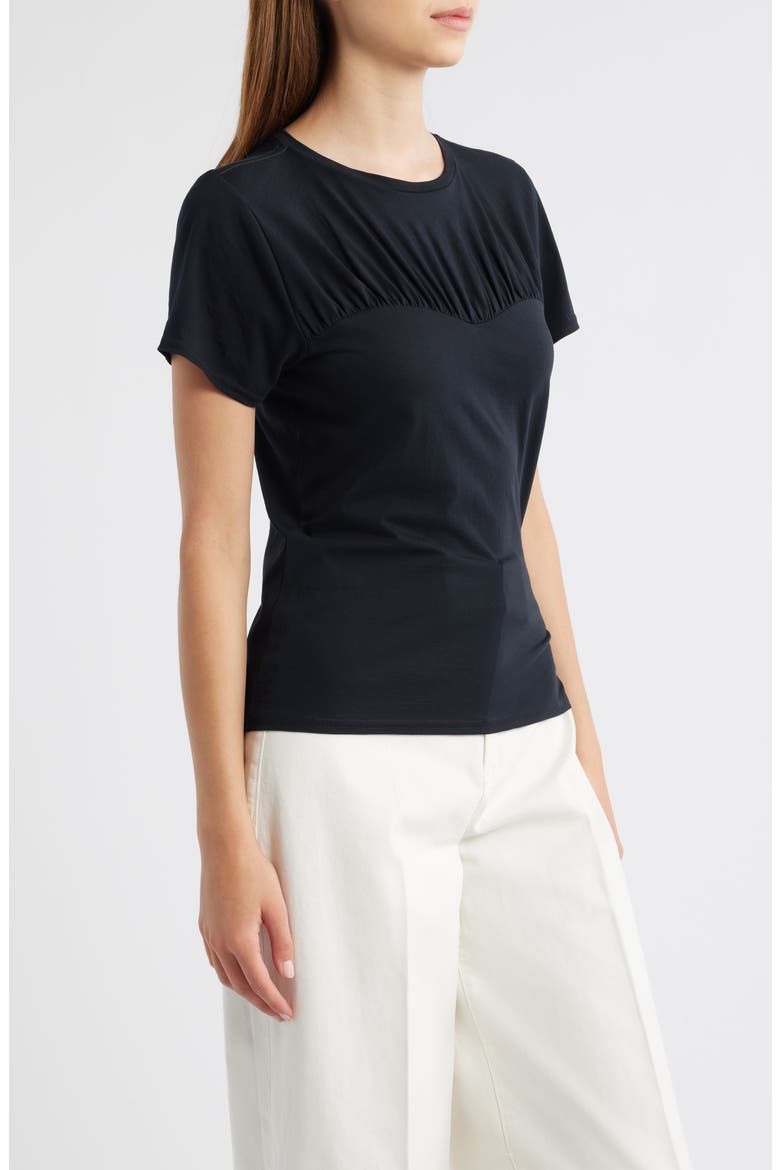 Janis Gathered Sweetheart Organic Pima Cotton T-Shirt, Alternate, color, BLACK