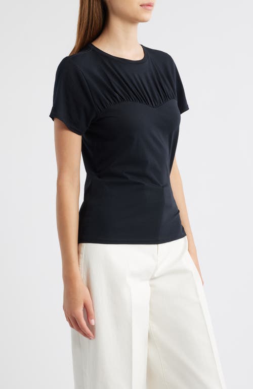 Rails Janis Gathered Sweetheart Organic Pima Cotton T-shirt In Black