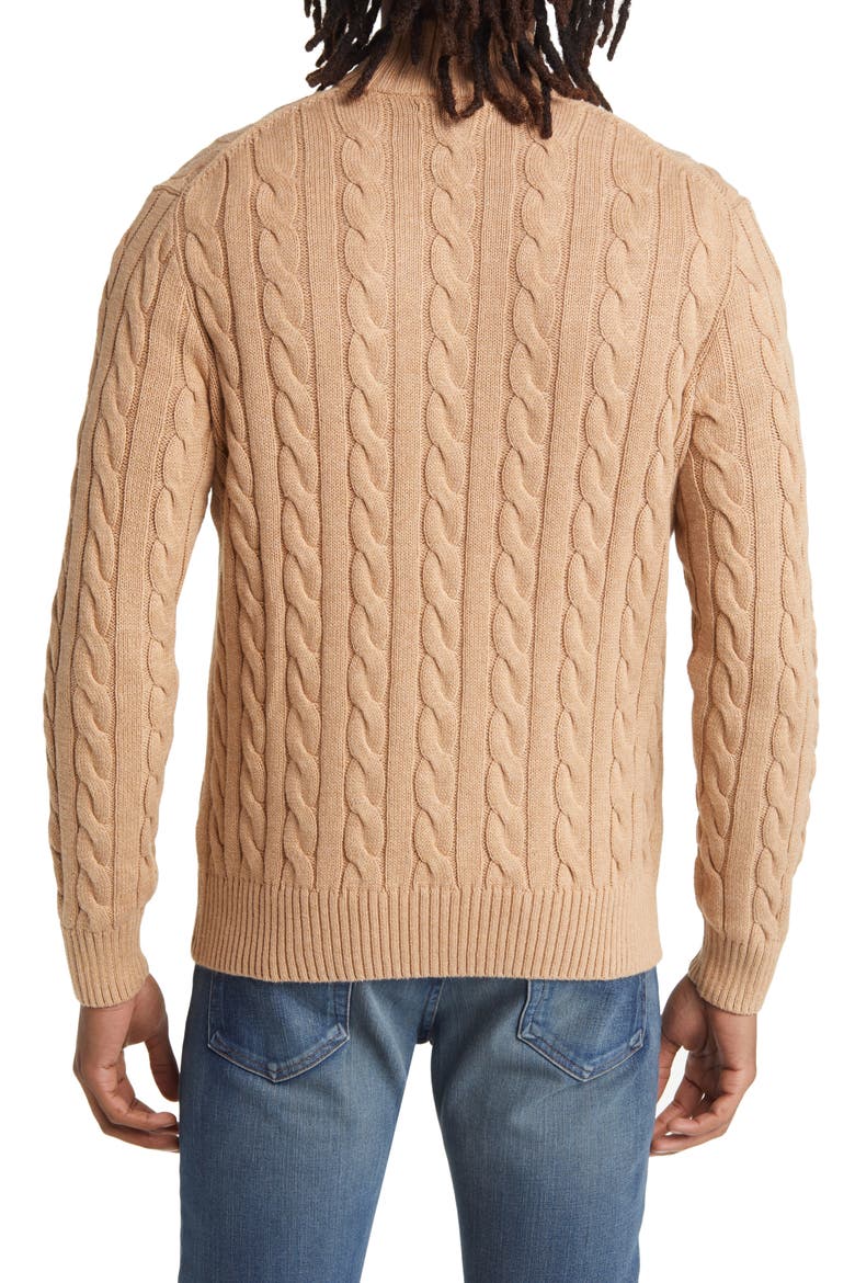 Cotton Cable Knit Sweater, Alternate, color, CAMEL MELANGE
