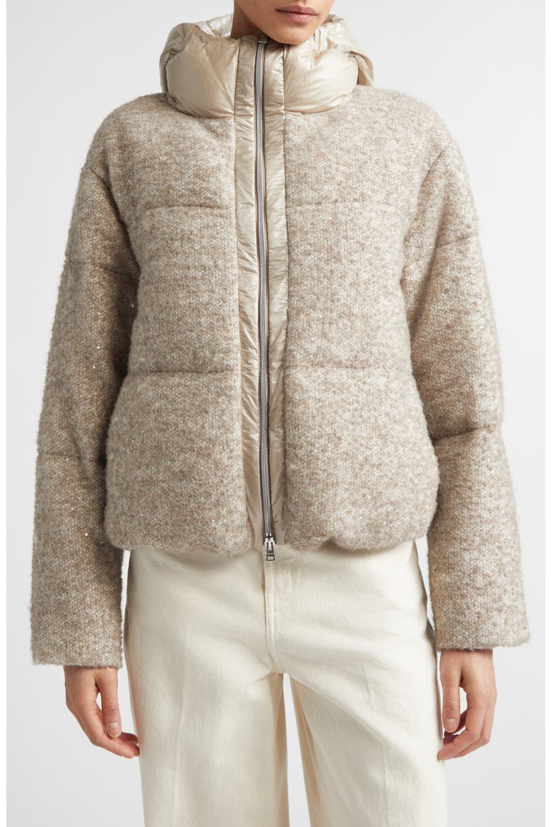 Capes Sequin Wool & Alpaca Blend Down Jacket, Main, color, 1985 CHANTILLY