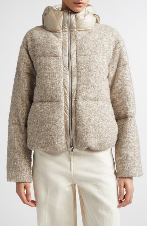 Capes Sequin Wool & Alpaca Blend Down Jacket