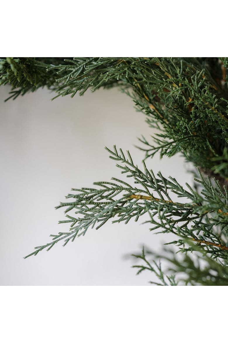30" Faux Evergreen Cedar Wreath, Alternate, color, Green