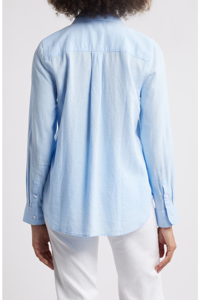 Linen Blend Button-Up Shirt, Alternate, color, BLUE WINDSURFER