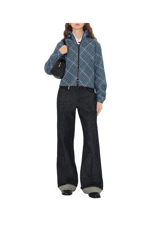 Burberry Checked Reversible Cropped Jacket In Pewter