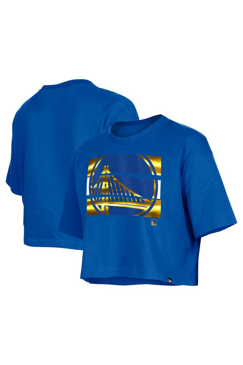 Women's New Era Royal Golden State Warriors Oversized Boxy Crop T-Shirt, Main, color, Royal