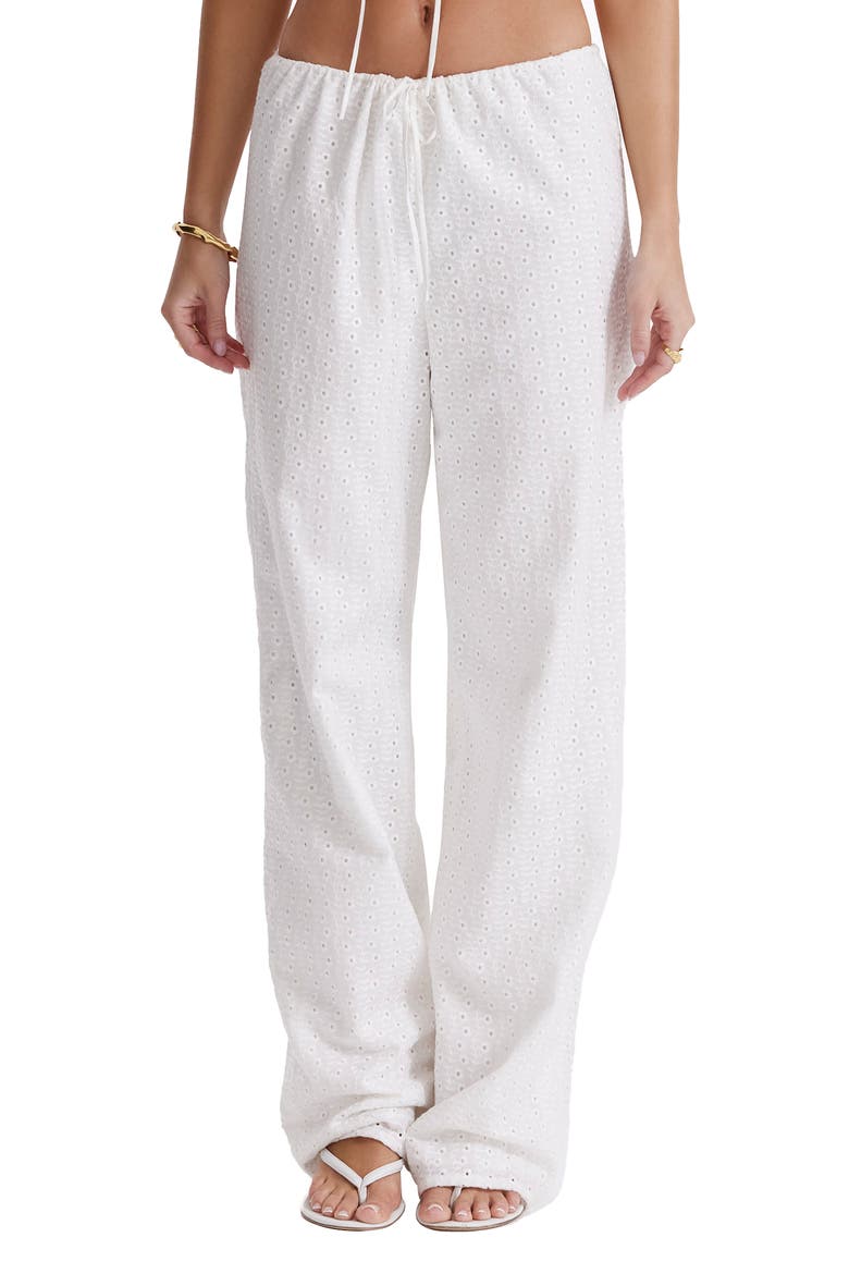 Frankie Broderie Anglaise Drawstring Pants, Main, color, IVORY