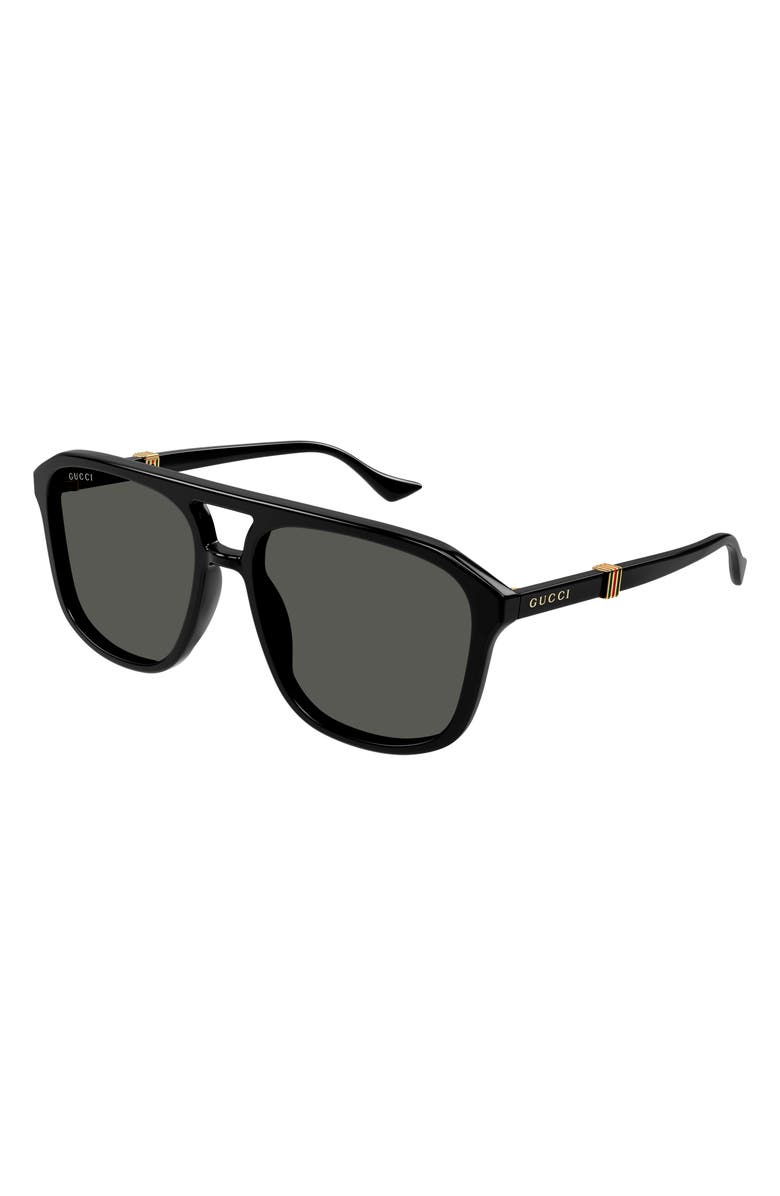 Gucci 57mm Aviator Sunglasses, Alternate, color,