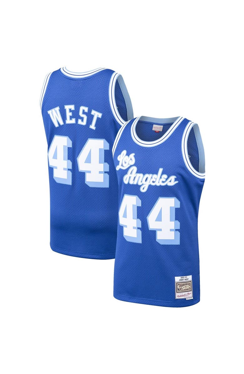 Mitchell & Ness Men's Mitchell & Ness Jerry West Royal Los Angeles Lakers Hardwood Classics 1960/61 Swingman Jersey, Alternate, color,