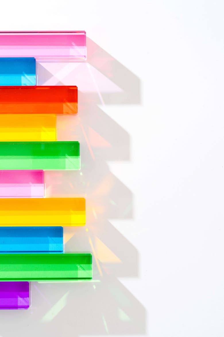 Millie Educational Acrylic Unit Building Blocks for Math - 19 Pieces, Alternate, color, Rainbow