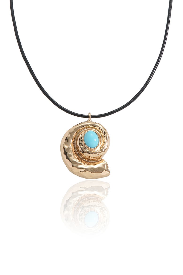 Turquoise Conch Pendant Cord Necklace, Alternate, color, TURQUOISE