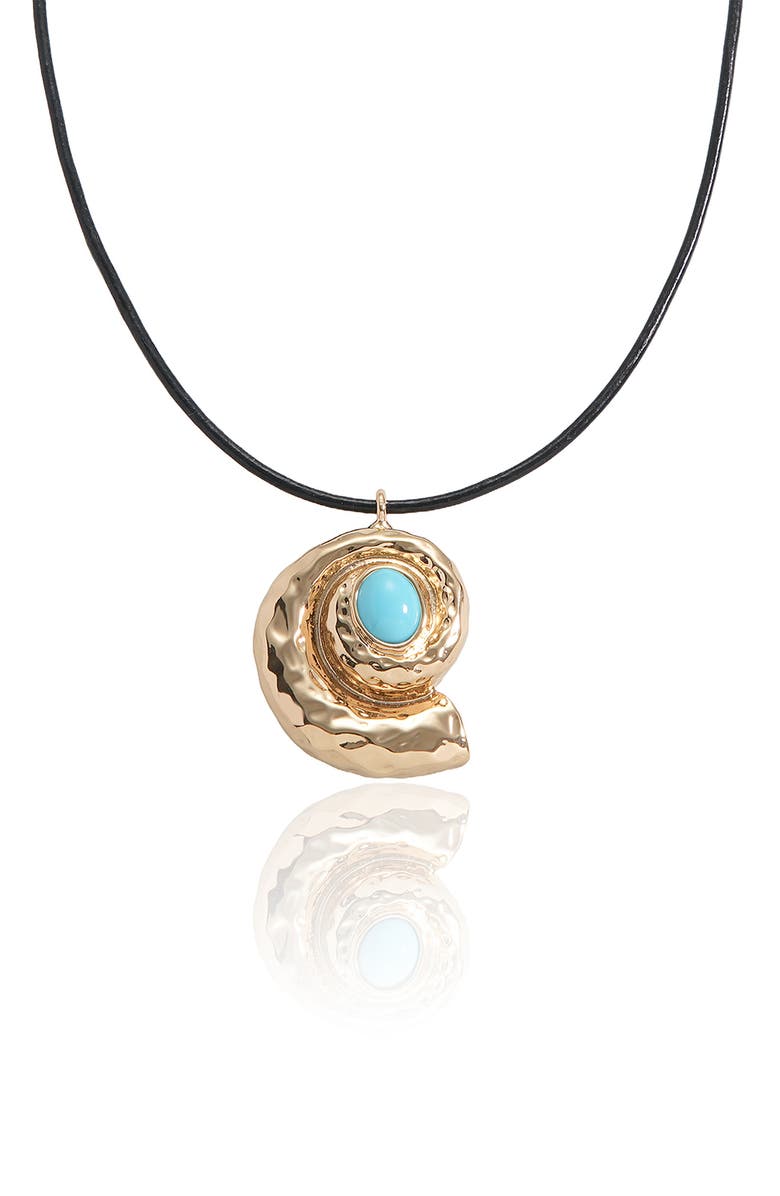 Ettika Turquoise Conch Pendant Cord Necklace, Alternate, color, Turquoise